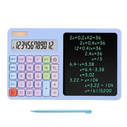 2-in-1 Desktop Calculator with Reusable Writing Board & Stylus Pen – Dual Power (Solar & Battery)