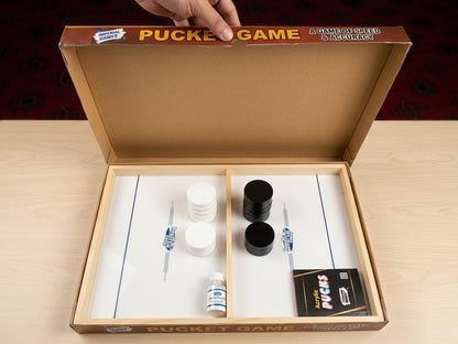Premium Wooden Pucket Game – Fast Sling Puck Board Game Different Size, large Size (22x 14x 1.5) inches, Medium Size (19x12x1.5) Small (17x10x1.5)