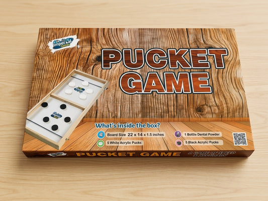 Premium Wooden Pucket Game – Fast Sling Puck Board Game Different Size, large Size (22x 14x 1.5) inches, Medium Size (19x12x1.5) Small (17x10x1.5)