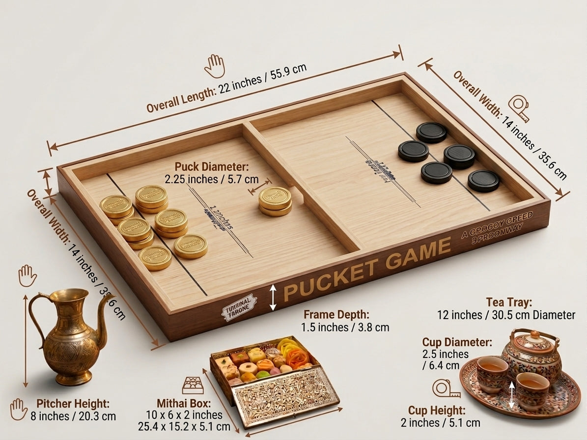 Premium Wooden Pucket Game – Fast Sling Puck Board Game Different Size, large Size (22x 14x 1.5) inches, Medium Size (19x12x1.5) Small (17x10x1.5)