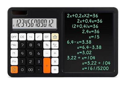 2-in-1 Desktop Calculator with Reusable Writing Board & Stylus Pen – Dual Power (Solar & Battery)
