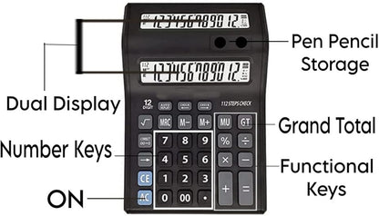 Large Double-Sided Desktop Calculator – 12-Digit Display for Office, Shop & Home Use