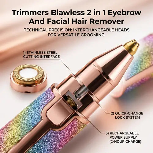 2-in-1 Rechargeable Facial Hair Remover & Eyebrow Trimmer