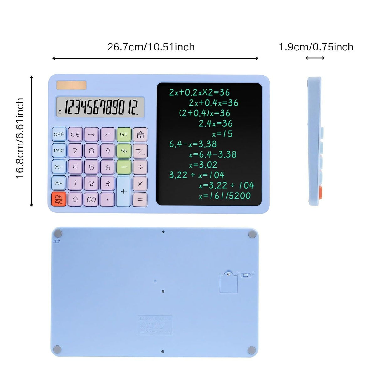 2-in-1 Desktop Calculator with Reusable Writing Board & Stylus Pen – Dual Power (Solar & Battery)
