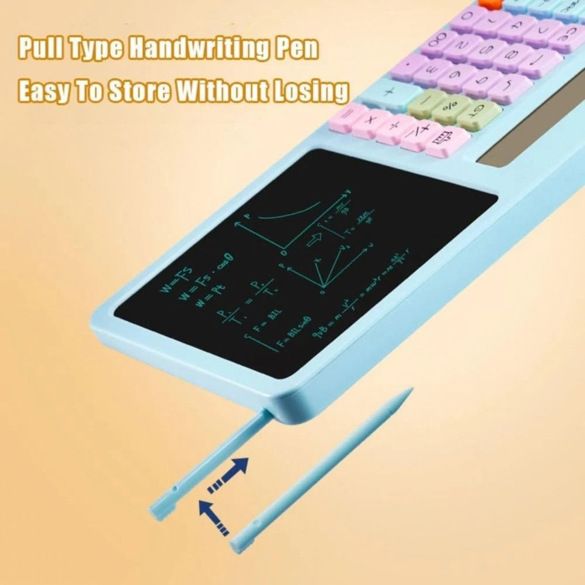 2-in-1 Desktop Calculator with Reusable Writing Board & Stylus Pen – Dual Power (Solar & Battery)