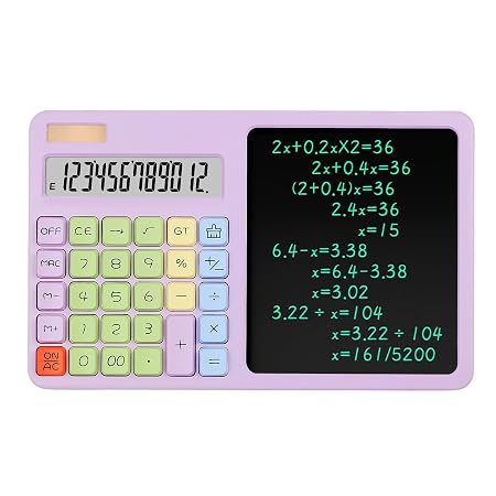 2-in-1 Desktop Calculator with Reusable Writing Board & Stylus Pen – Dual Power (Solar & Battery)