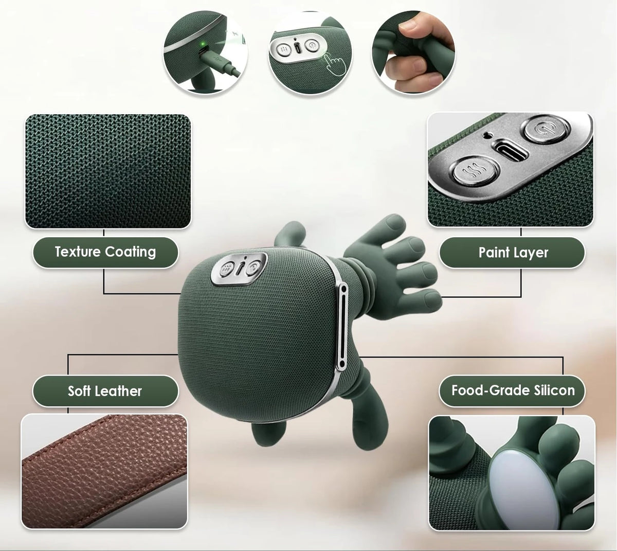 Cordless Shiatsu Neck & Shoulder Massager with Heat – 3-Speed Deep Kneading