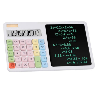 2-in-1 Desktop Calculator with Reusable Writing Board & Stylus Pen – Dual Power (Solar & Battery)